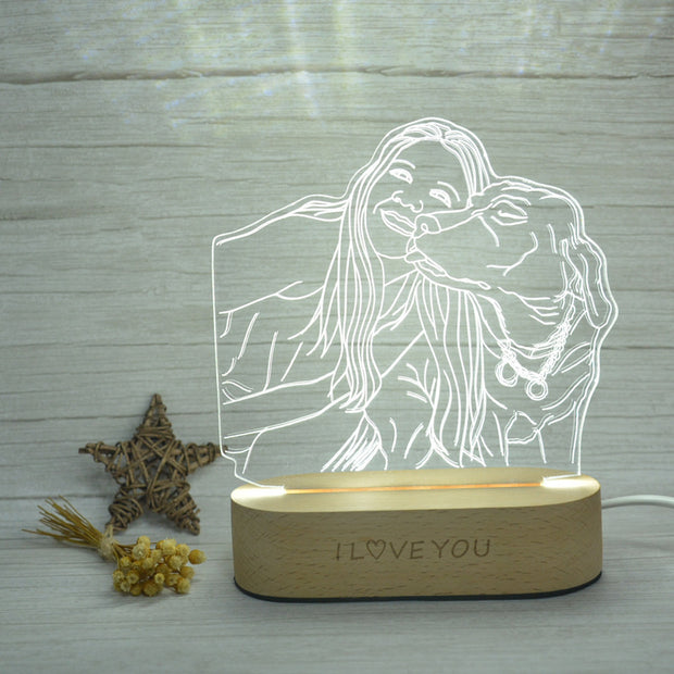 Lámpara de Noche 3D Estéreo con Foto Personalizada - Luz LED Decorativa