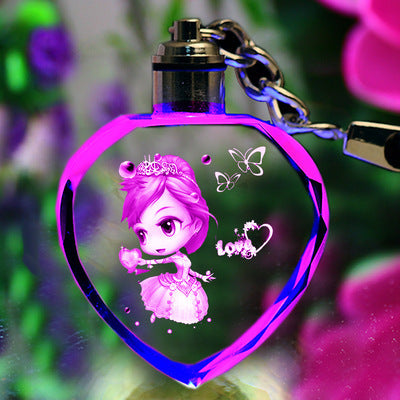 Llavero de Cristal K9 con LED Intermitente - Marco de Fotos Personalizado para Familia - Regalo Recuerdo de Vidrio