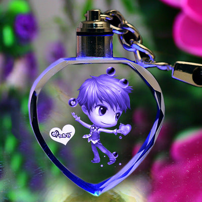 Llavero de Cristal K9 con LED Intermitente - Marco de Fotos Personalizado para Familia - Regalo Recuerdo de Vidrio