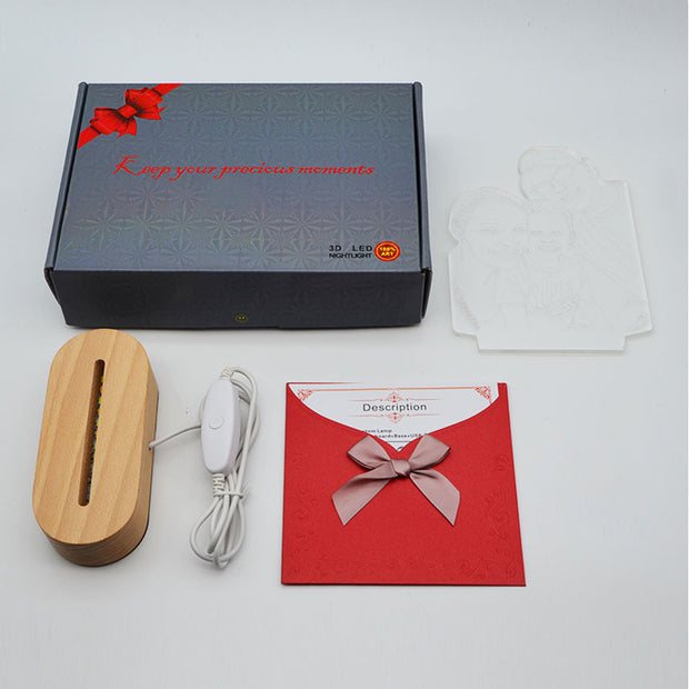 Lámpara de Noche 3D Estéreo con Foto Personalizada - Luz LED Decorativa