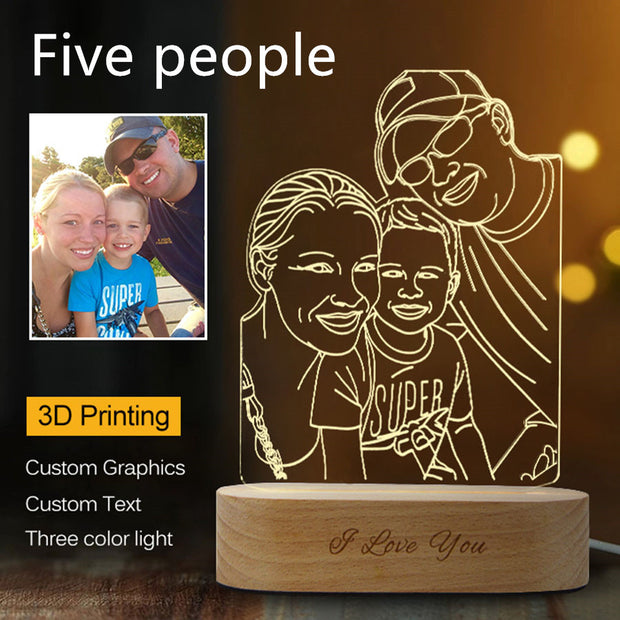 Lámpara de Noche 3D Estéreo con Foto Personalizada - Luz LED Decorativa