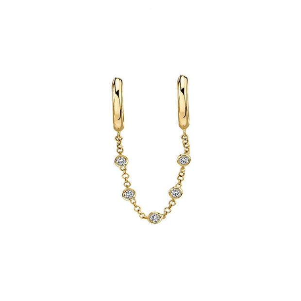 Pendiente cadena 2 agujeros oro - Joyas-Para-Mujer.com