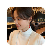 Pendiente cadena roja - Joyas-Para-Mujer.com