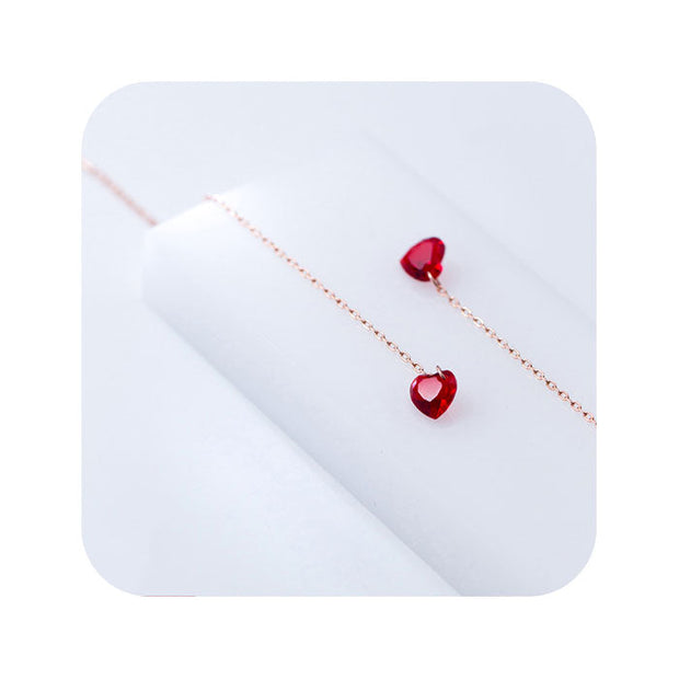 Pendiente cadena atravesante oro rosa - Joyas-Para-Mujer.com