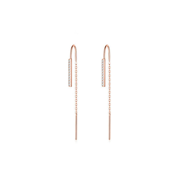 Pendiente cadena pasante plata - Joyas-Para-Mujer.com