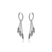 Pendiente cadena pluma - Joyas-Para-Mujer.com