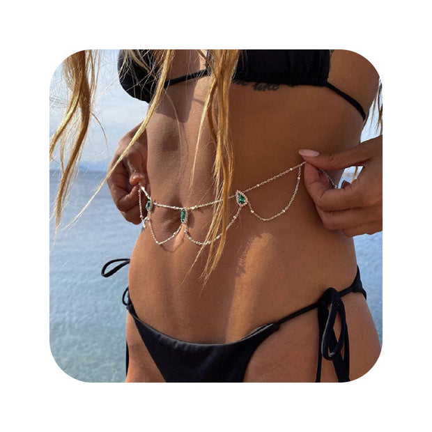 Cadena de cintura de strass - Joyas-Para-Mujer.com