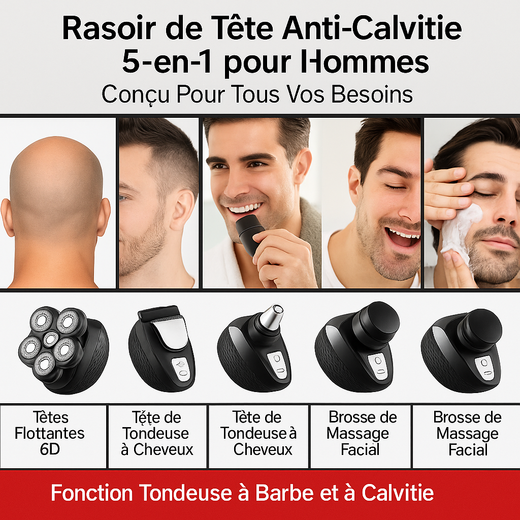 Rasoir électrique rechargeable multifonctionnel 6 en 1