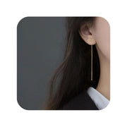 Pendiente cadena pasante oro - Joyas-Para-Mujer.com