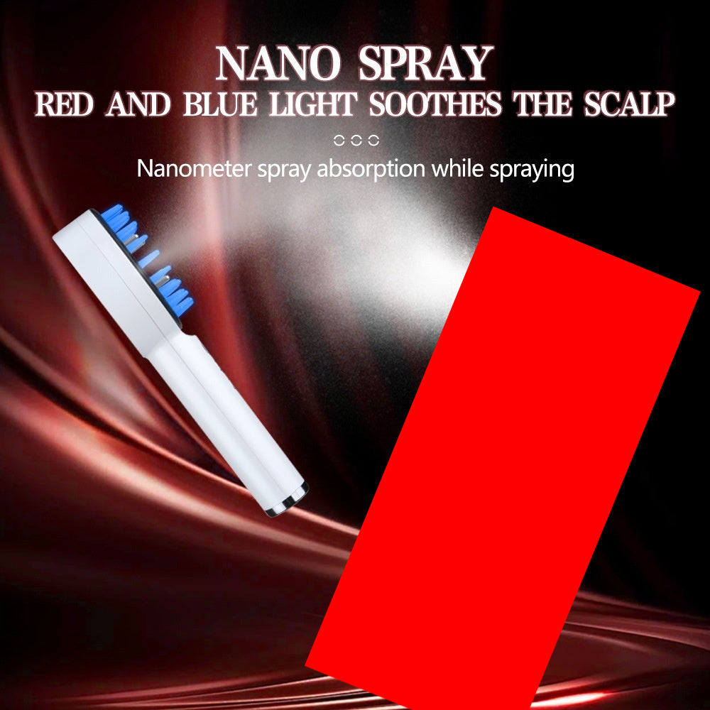 Peigne de Massage du Cuir Chevelu avec Lumière Rouge et Nano Spray