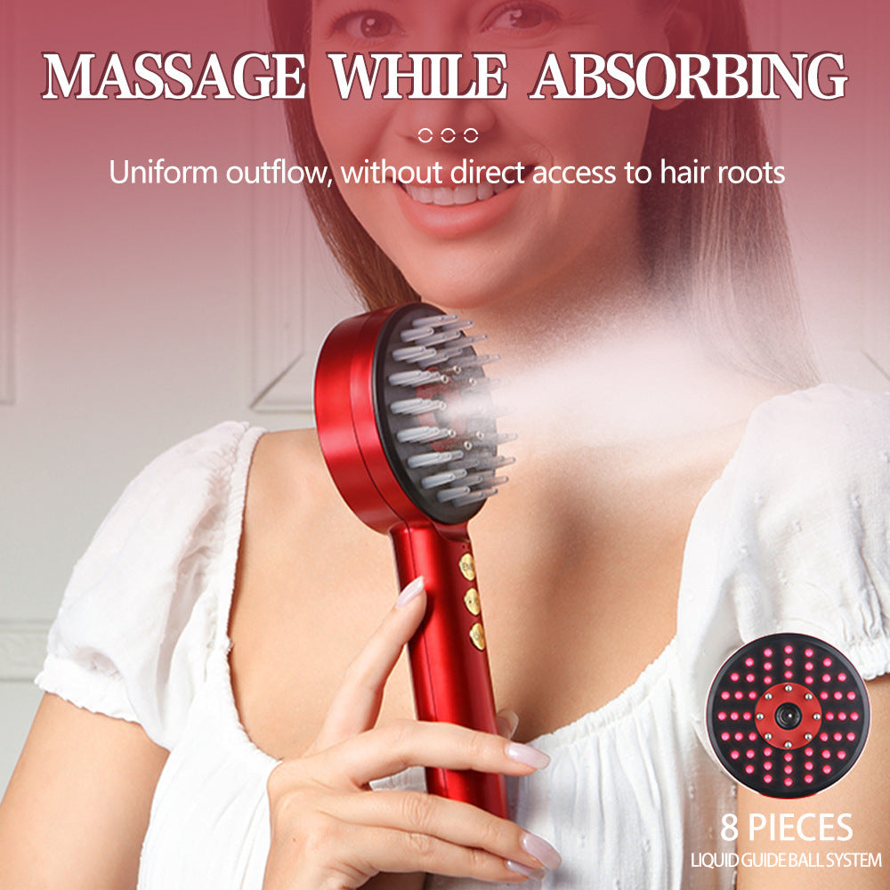 Peigne de Massage du Cuir Chevelu avec Lumière Rouge et Nano Spray